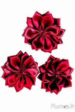 Satijnen bloemen - Ø 3 cm - bordeaux